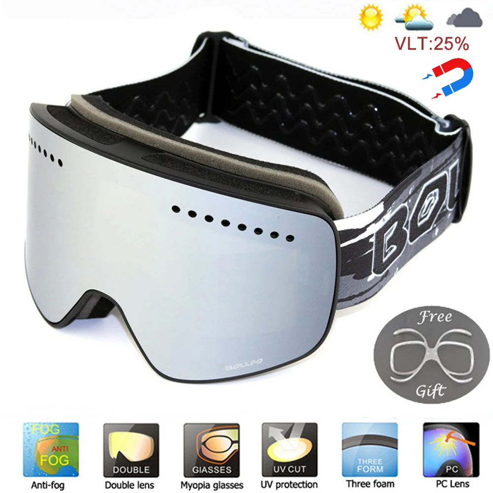 Ski Goggles Magnetic Quick Change Lens - Óculos de esqui magnéticos com lente