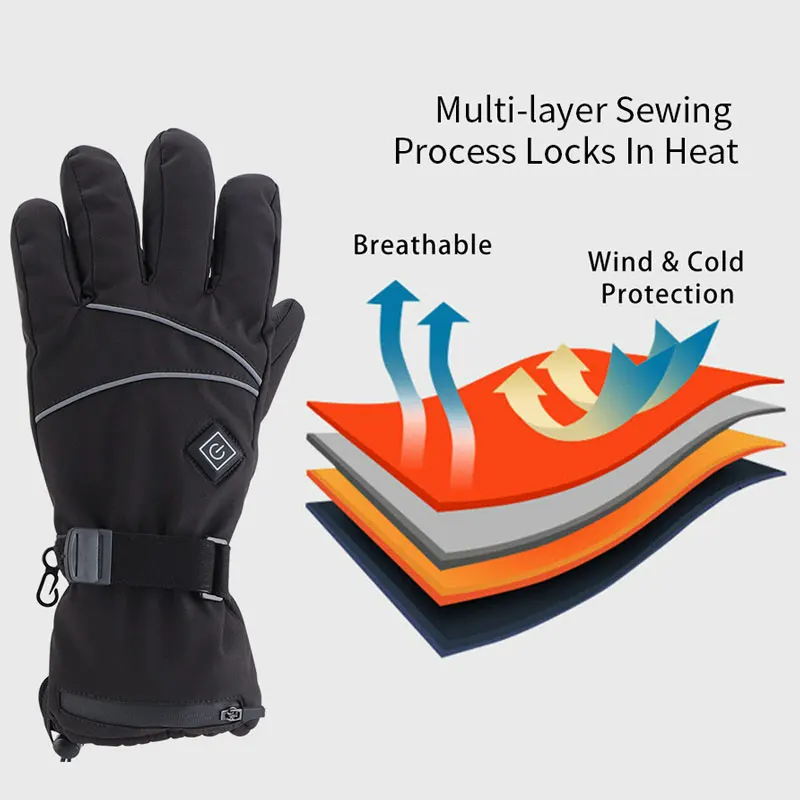 Heated Ski Gloves Battery Waterproof - Usb elétrico aquecido luvas calor luva