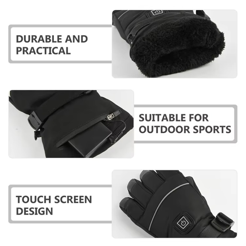Heated Ski Gloves Battery Waterproof - 2026 logotipo personalizado de alta qualidade