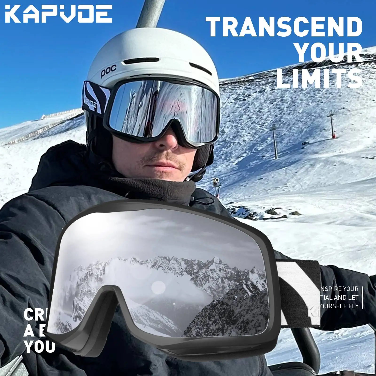 Óculos de Esqui Kapvoe Antiemb - Snowboard Goggles Otg Over Glasses avaliação e preço