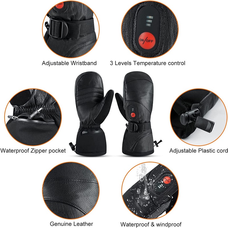 Inverno esqui snowboard luvas  - Heated Ski Gloves Battery Waterproof avaliação e preço