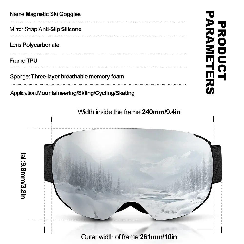 Óculos de esqui magnéticos, co - Ski Goggles Magnetic Quick Change Lens avaliação e preço