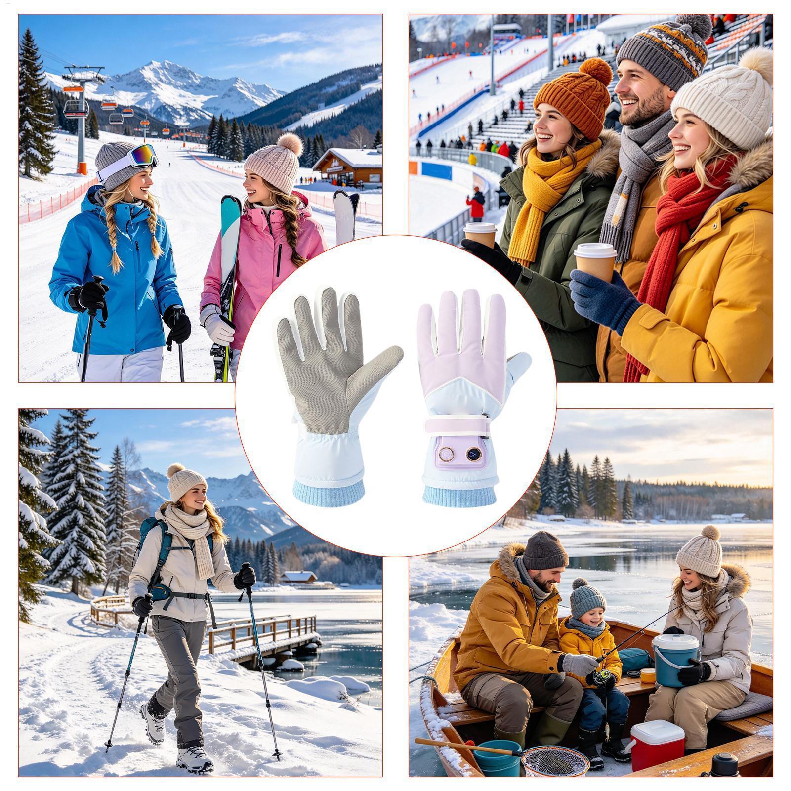 Luvas aquecidas para mulher, c - Heated Ski Gloves Battery Waterproof avaliação e preço