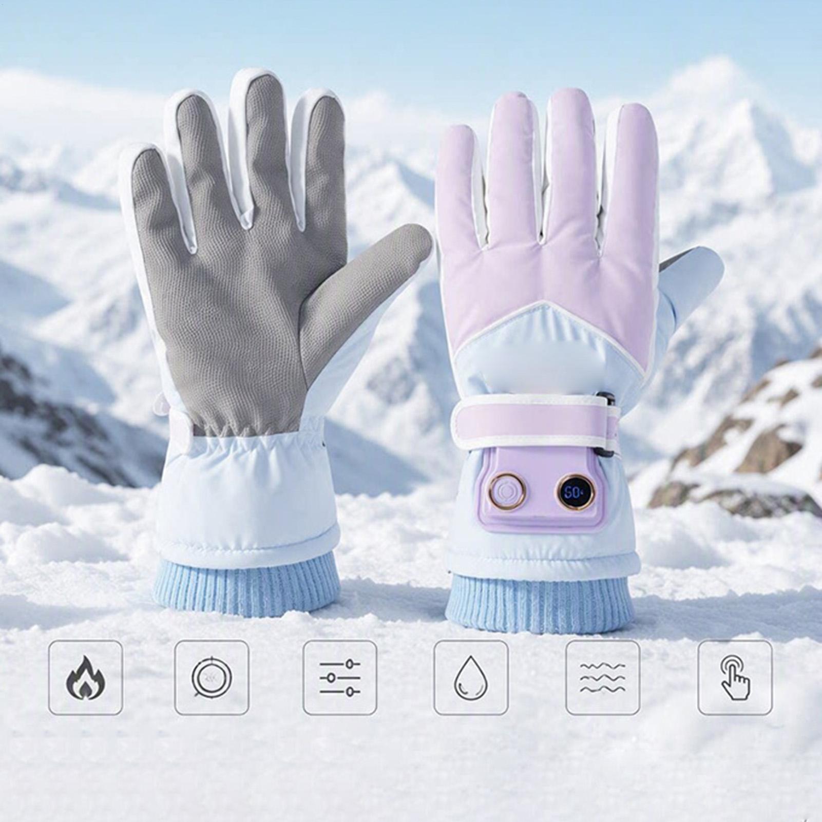 Luvas aquecidas para mulher, c - Heated Ski Gloves Battery Waterproof avaliação e preço