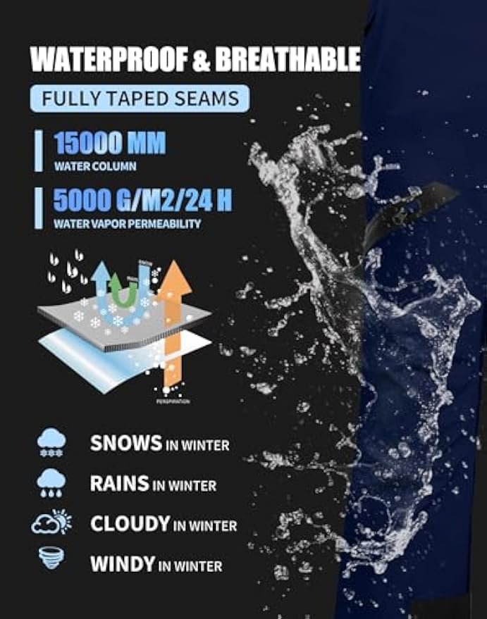Calças de Neve Impermeáveis Fe - Ski Pants Waterproof Insulated Winter avaliação e preço