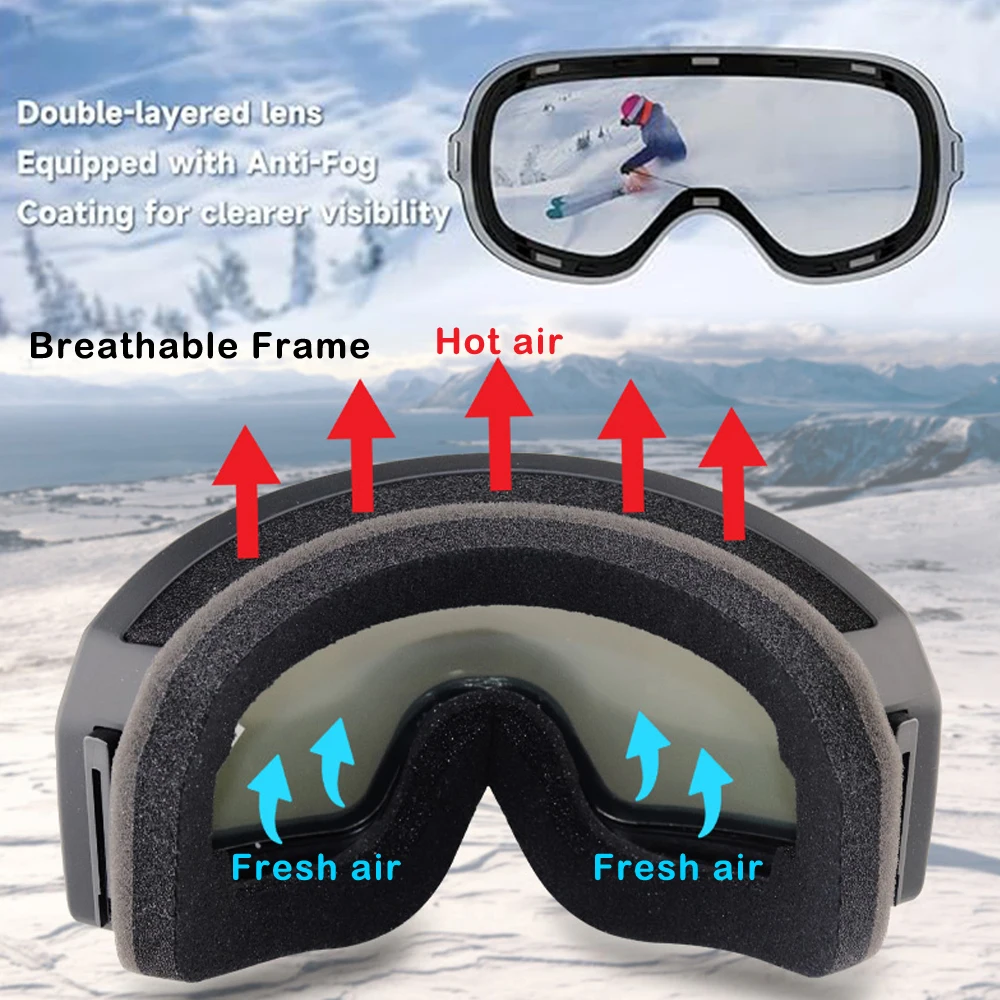 Dollfo óculos de esqui otg sob - Snowboard Goggles Otg Over Glasses avaliação e preço