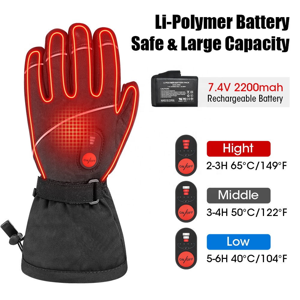 Luvas de Esqui Personalizadas  - Heated Ski Gloves Battery Waterproof avaliação e preço