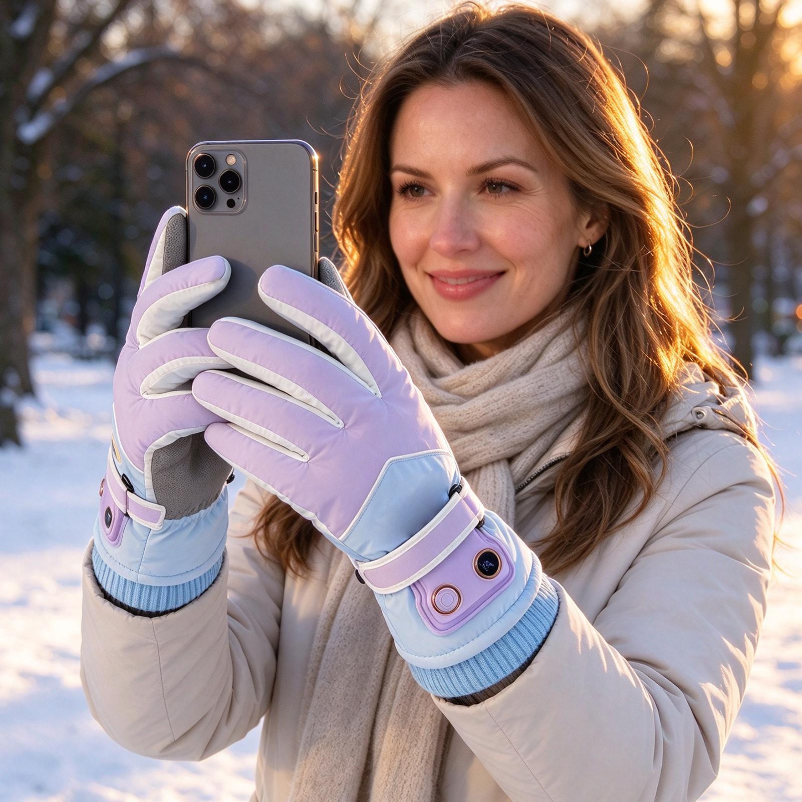 Luvas aquecidas com 3 níveis d - Heated Ski Gloves Battery Waterproof avaliação e preço