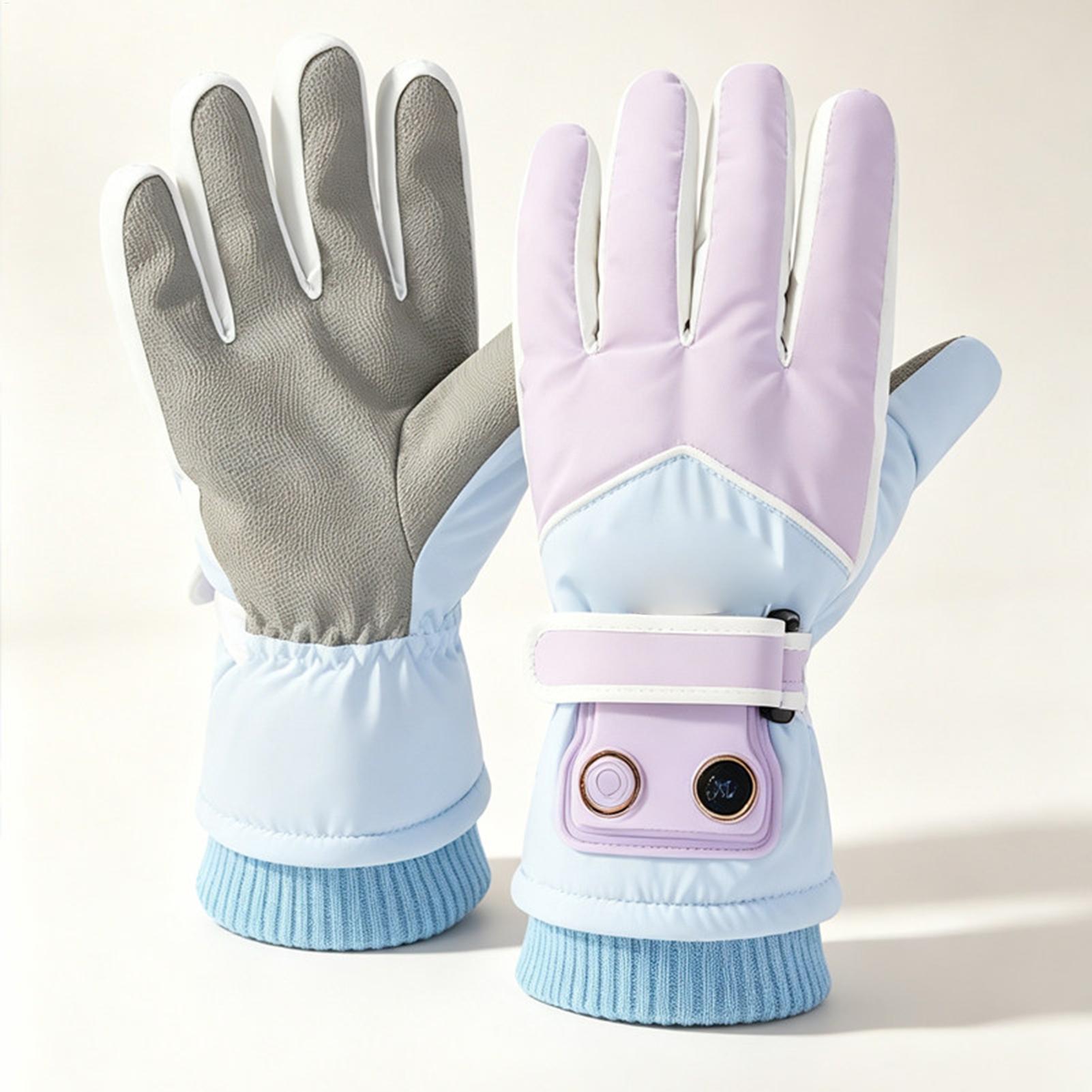 Luvas aquecidas com 3 níveis d - Heated Ski Gloves Battery Waterproof avaliação e preço