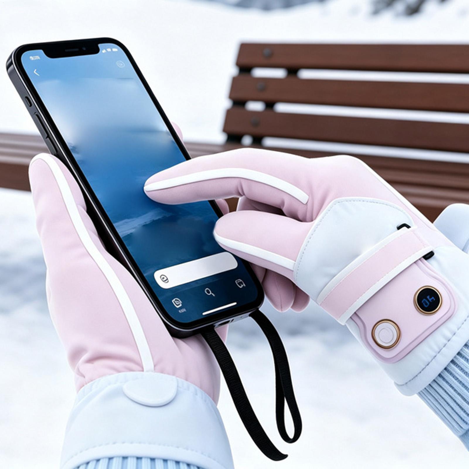 Luvas aquecidas com 3 níveis d - Heated Ski Gloves Battery Waterproof avaliação e preço
