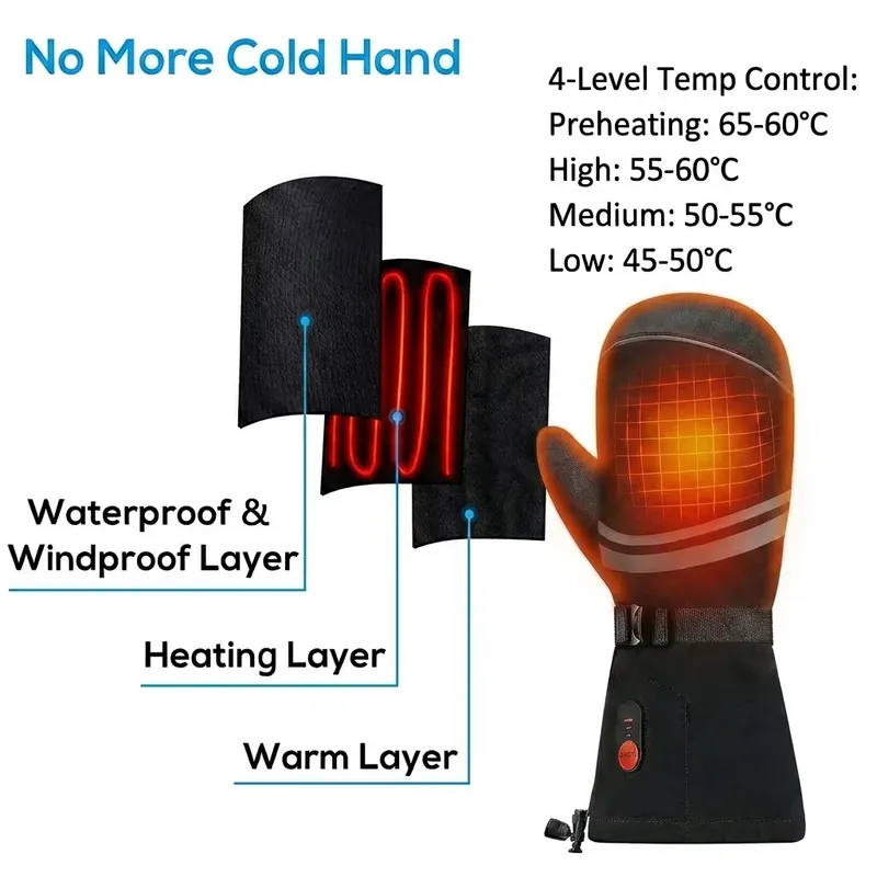 Luvas de Pulso Aquecidas Recar - Heated Ski Gloves Battery Waterproof avaliação e preço