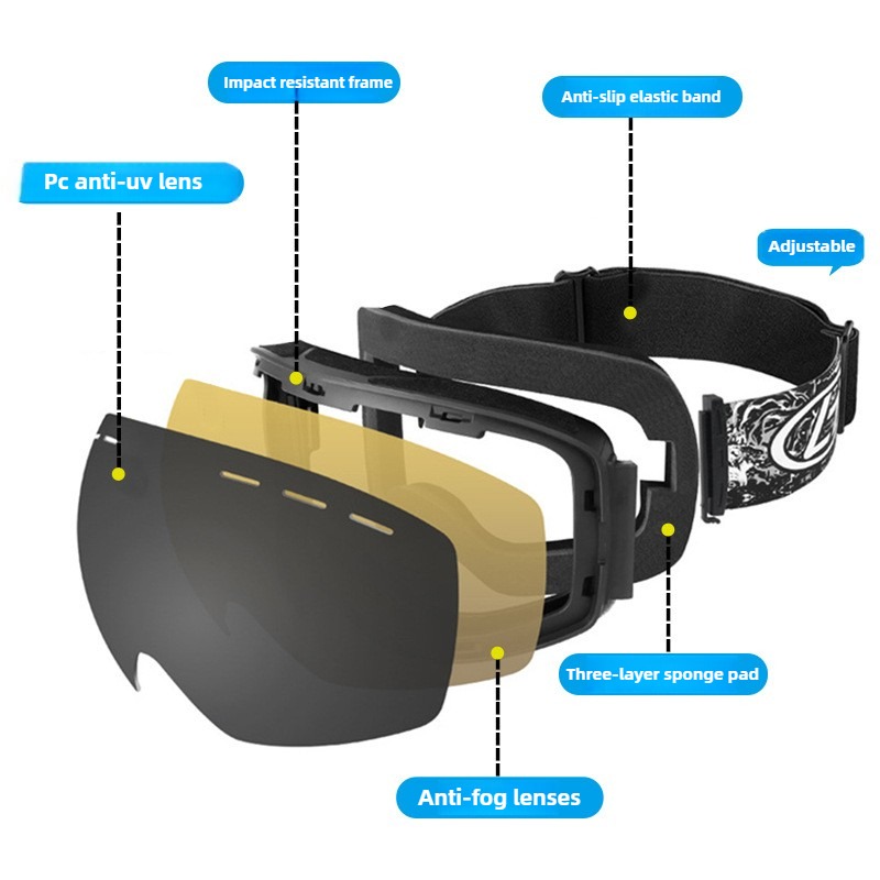 CE EN174 Óculos de Esqui com D - Snowboard Goggles Otg Over Glasses avaliação e preço