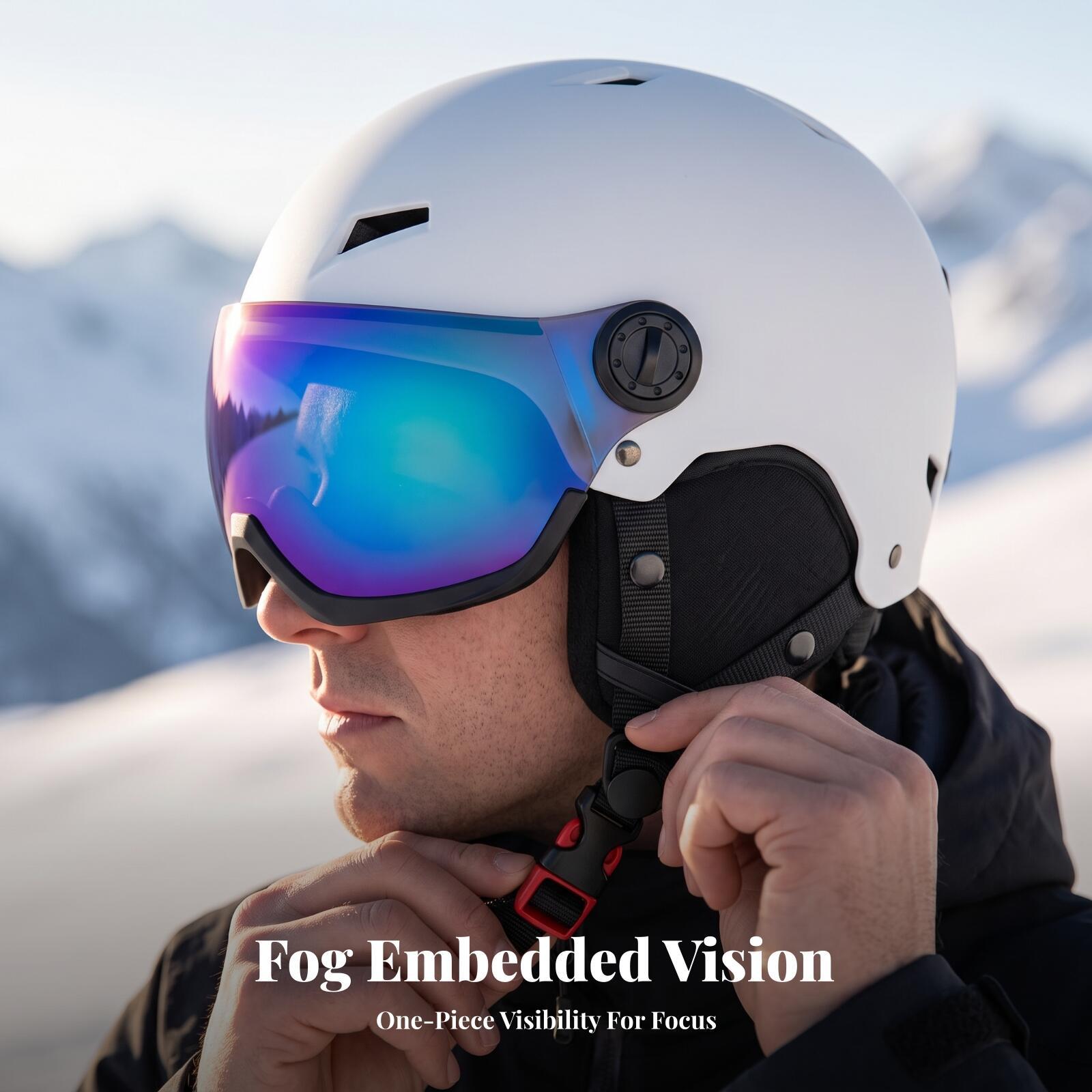 Capacete de proteção para esqu - Ski Helmet With Integrated Visor avaliação e preço