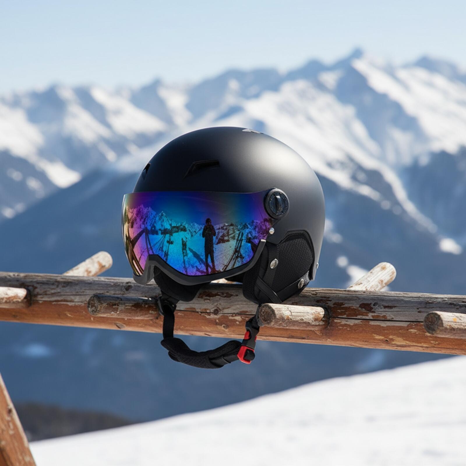 Capacete de proteção para esqu - Ski Helmet With Integrated Visor avaliação e preço